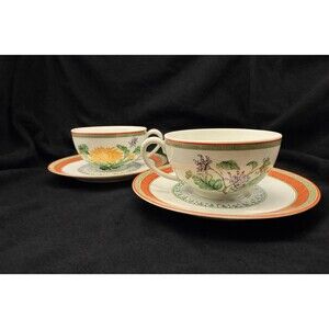 Vintage Haviland Limoges Chrysantheme Tea Cup Saucer Set of 2
